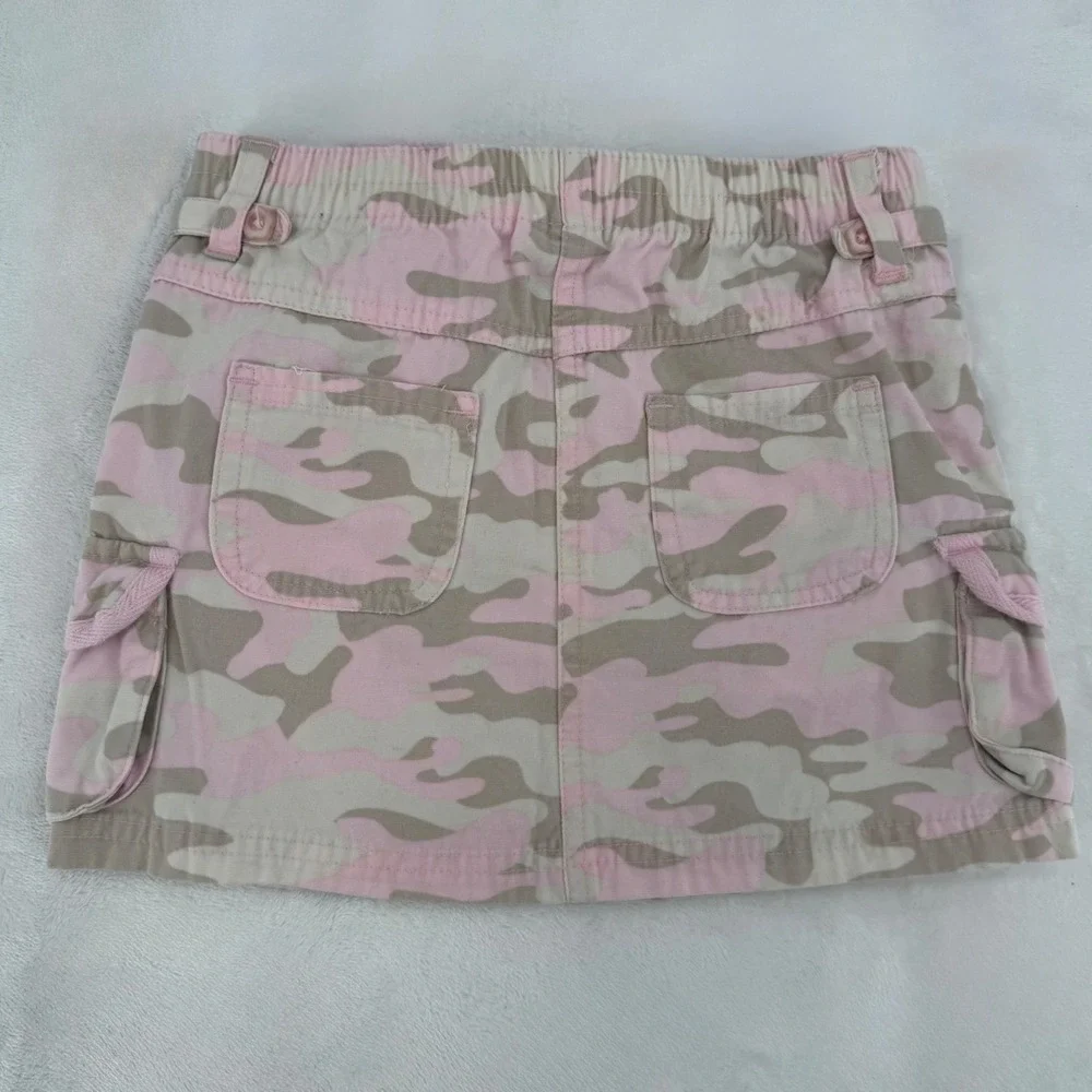 Wonder Kids Girls Pink Camo Cargo Skirt Size 4T 2000s Y2K Ruffle Floral Belted
